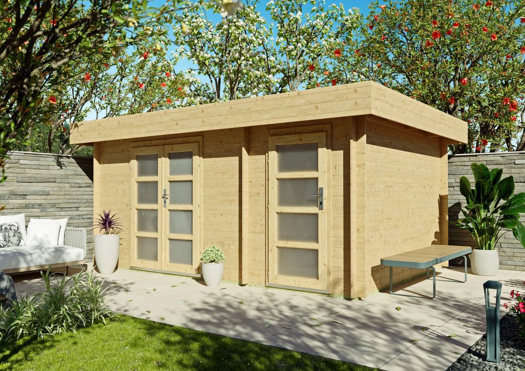 Fjordholz Flachdach Gartenhaus Modell Tekla 28