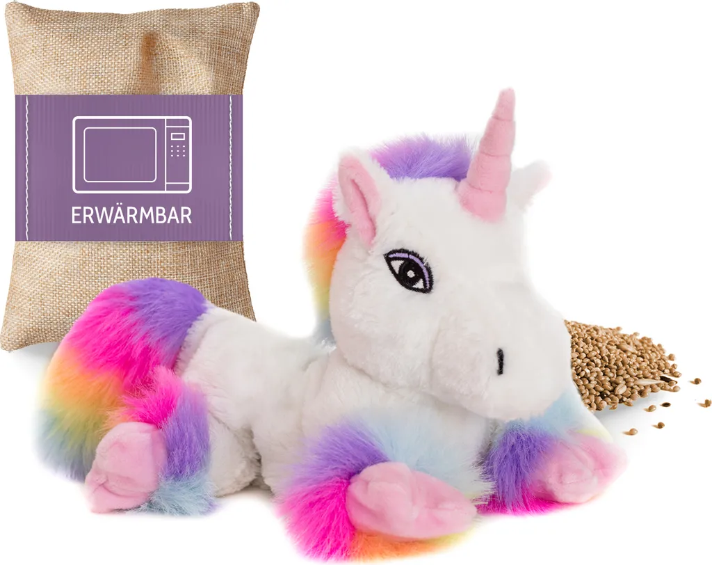 Coussin Chauffant Licorne Arc-en-ciel pour Sommeil et Détente Enfant