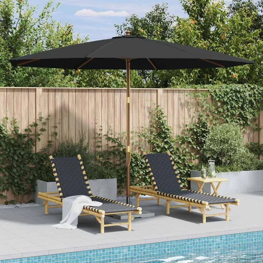 Grand Parasol Bois Anthracite 350 cm - Protection UV et Ombre Jardin