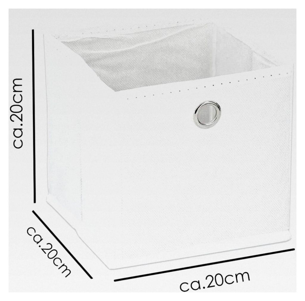 4er Set Faltboxen ca. 20x20x20 cm Weiß - Aufbewahrungsboxen Klappbox faltbar Körbe Einschub Korb Stoff Regalkorb Organizer