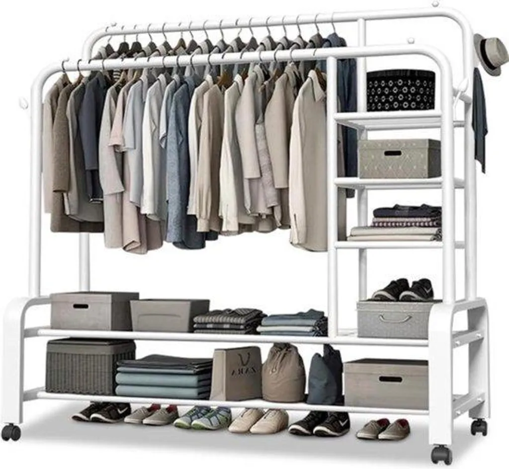 Portant à vêtements mobile pour dressing modulable et petit espace