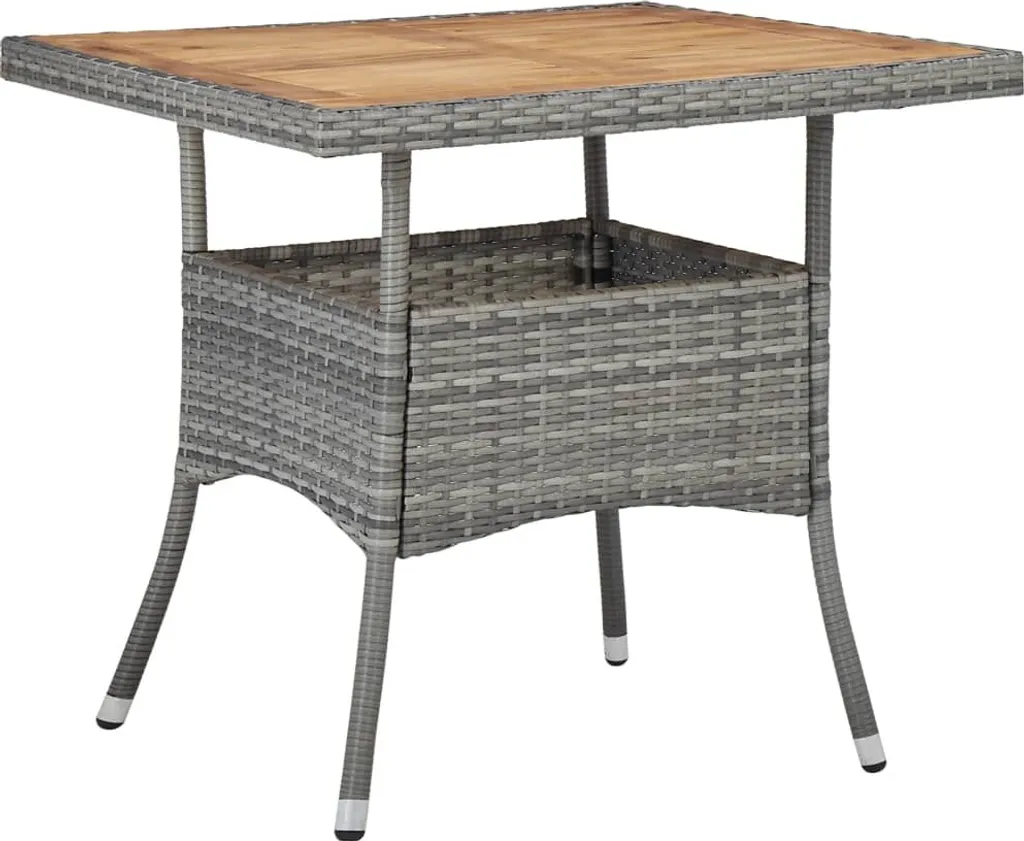 Table de Jardin Robuste Gris Anti-UV en Polyrotin et Bois Durable ZMH