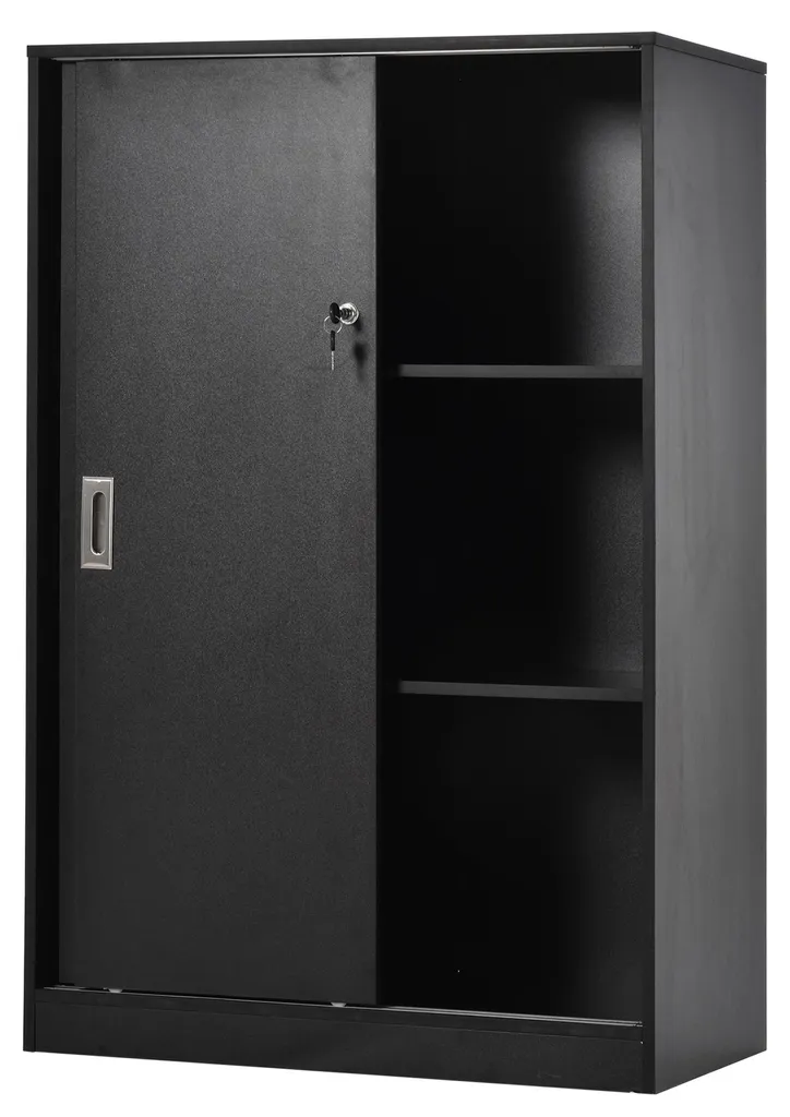 Meuble de Rangement Bureau 120 cm de Haut avec Portes Coulissantes et Clé