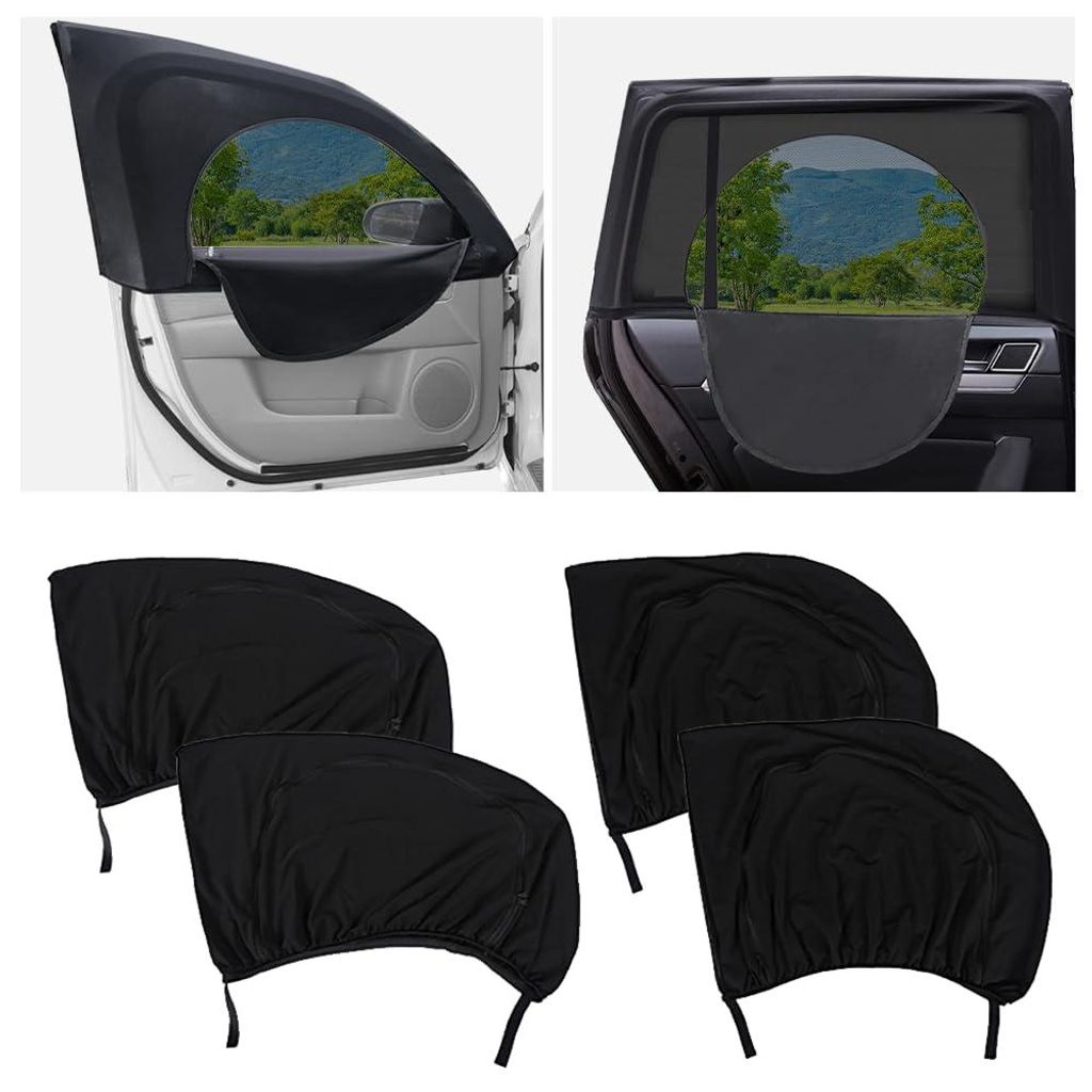 Lot de 4 pare-soleil pour vitres de voiture avec fermeture Image du produit 
