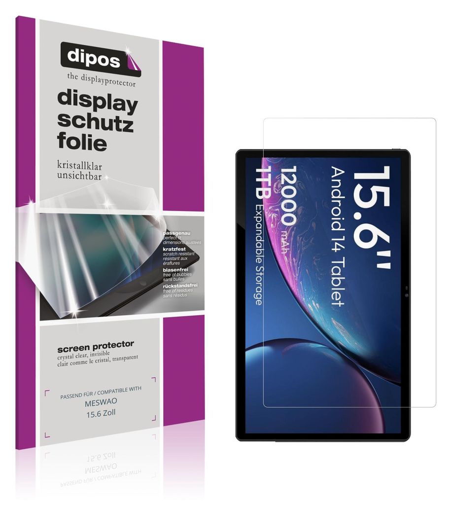 2x Schutzfolie für MESWAO 15.6 Zoll klar Displayschutzfolie Folie Display Schutz dipos