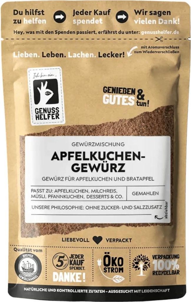 Apfelkuchen-Gewürz, gemahlen, Gewürzmischung für selbstgemachten Apfelkuchen, warm-süße Aromen zum Backen, 50g