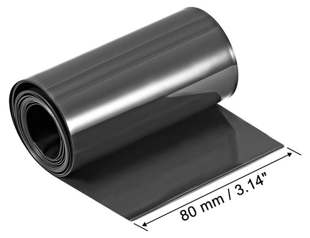 PVC W?rmeschrumpfrohr Schrumpfschlauch 80mm Flache Wicklung fš¹r Drei 18650 5 Meter Schwarz