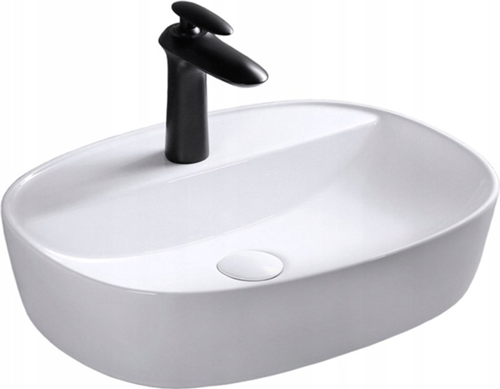KERAMIK WEISS KERAMIK Waschbecken mit glänzender Oberfläche 60x40x12 cm