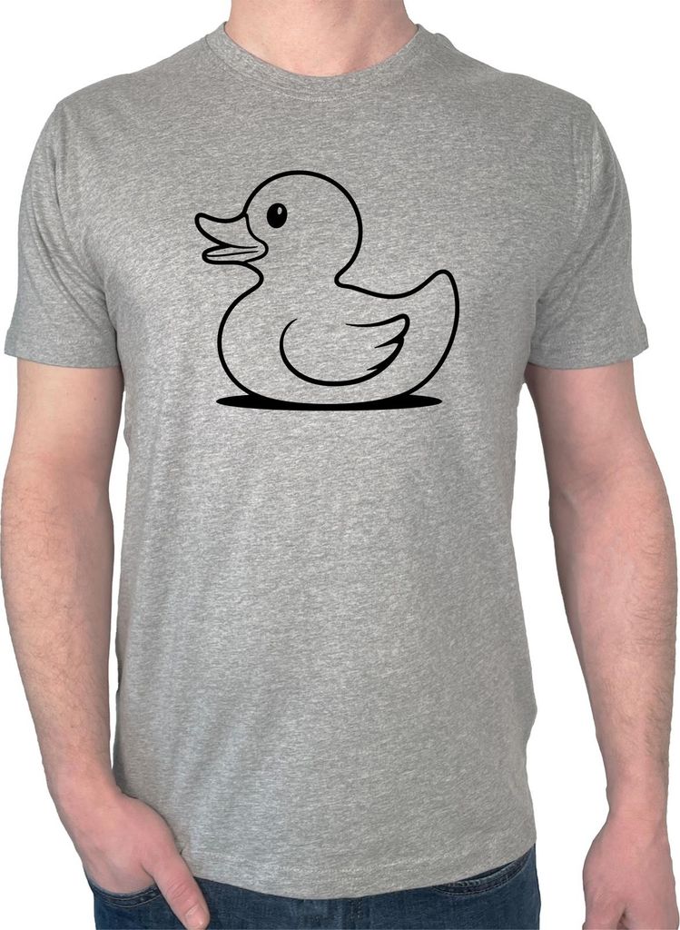 Huuraa Männer T-Shirt Gummiente Silhouette Geschenk Größe L Sport Grey Bio Baumwolle Fairtrade Gummiente Mode