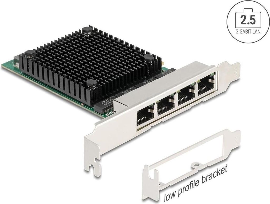 Delock PCI Express x4 Netzwerkkarte 2,5 Gigabit LAN 4 x RJ45 RTL8125