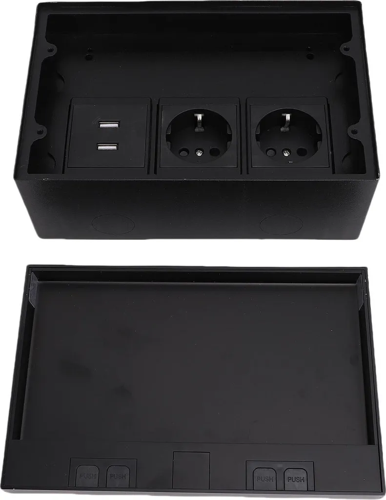 Prise de sol étanche inox noir 4kW double USB pour pose sur marbre
