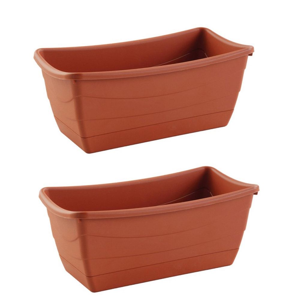 2x Pflanzschale Eckig aus Kunststoff Terracotta 26 x 13 cm Blumenkasten Blumentopf Pflanzentopf Pflanzgefäß