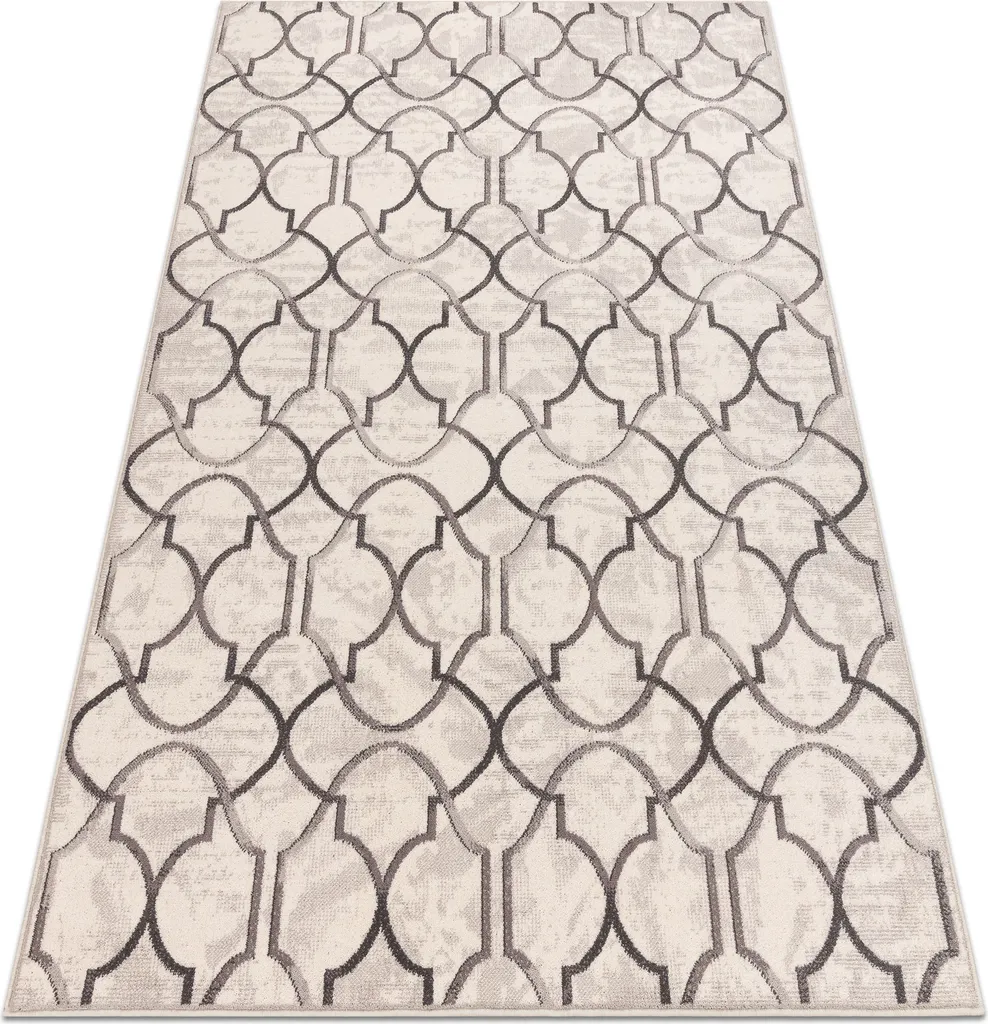 Tapis ANGEL laine naturelle 80x150 cm décor grille marocaine bicolore