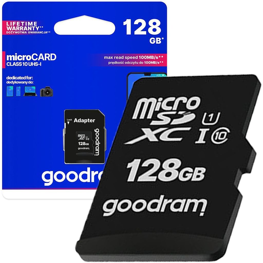 GOODRAM microSDXC 128GB Class 10 UHS-I + adapter Zdjęcie produktu 