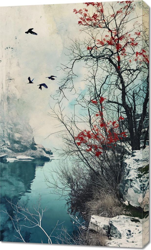 Bild 60x100cm Winterdämmerung der Vögel