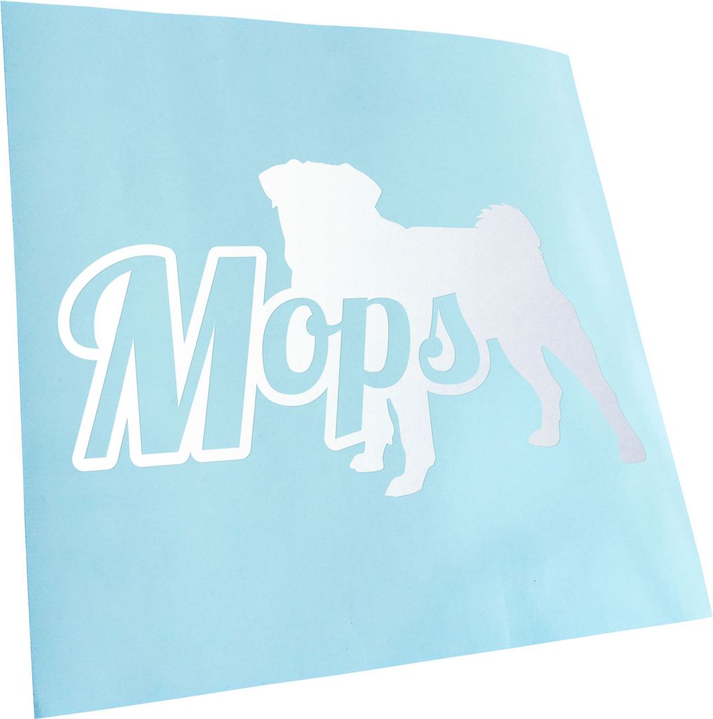 Kiwistar - Autoaufkleber - Mops mit Name Hund Pug Heckscheibenaufkleber - Aufkleber für Auto Kfz Fahrrad, LKW, Truck Mofa