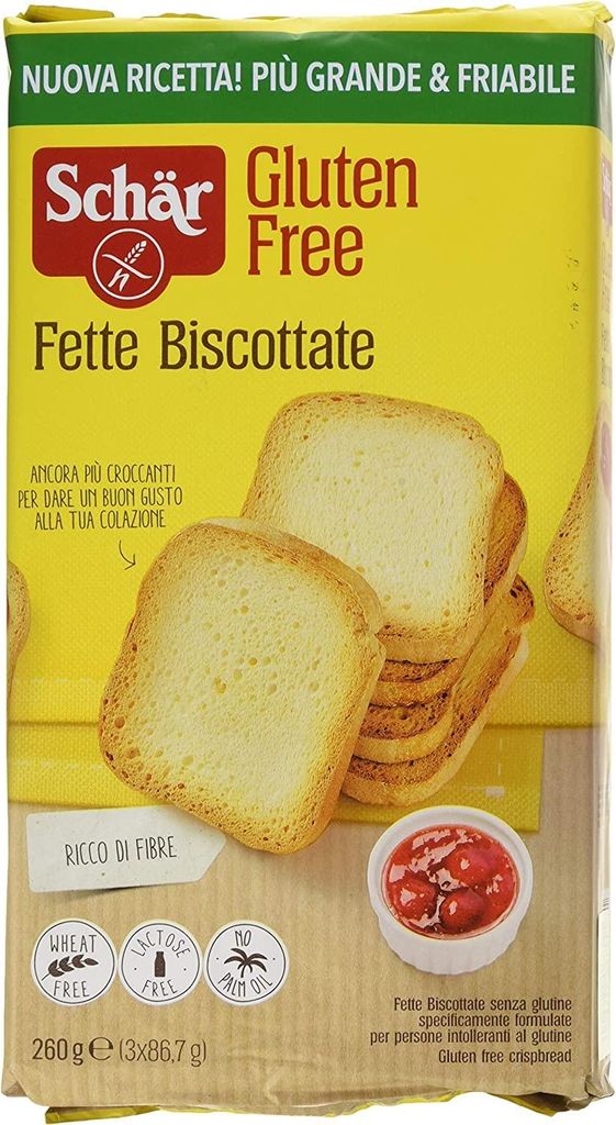 6x Schar Fette Biscottate Senza Glutine Zwieback gebackenem Brot 260g Glutenfrei