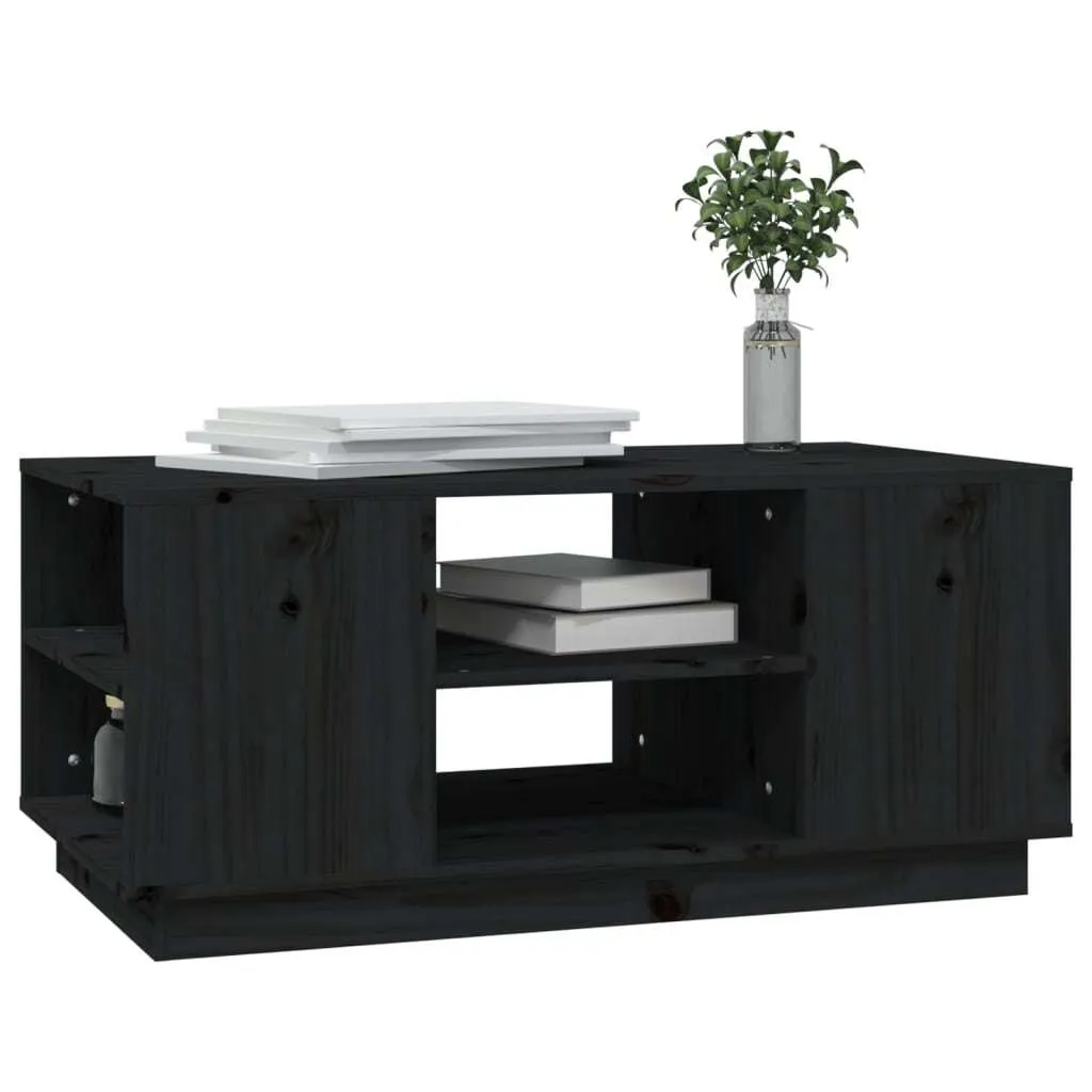 Tavolino da Salotto in Pino Massello Nero 90x49x40,5 cm Design Chic - 4
