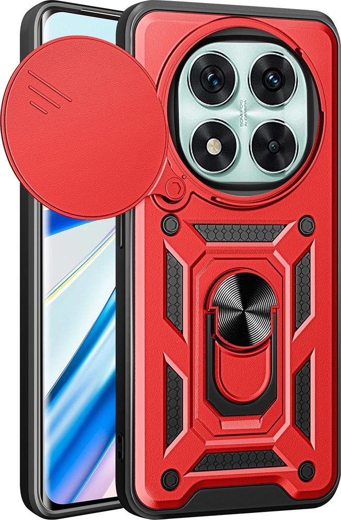 Hülle für Xiaomi Redmi Note 14 Pro 5G / Xiaomi Poco X7 - Phonesta CamShield Back Cover mit Kamera-Slider - Rot