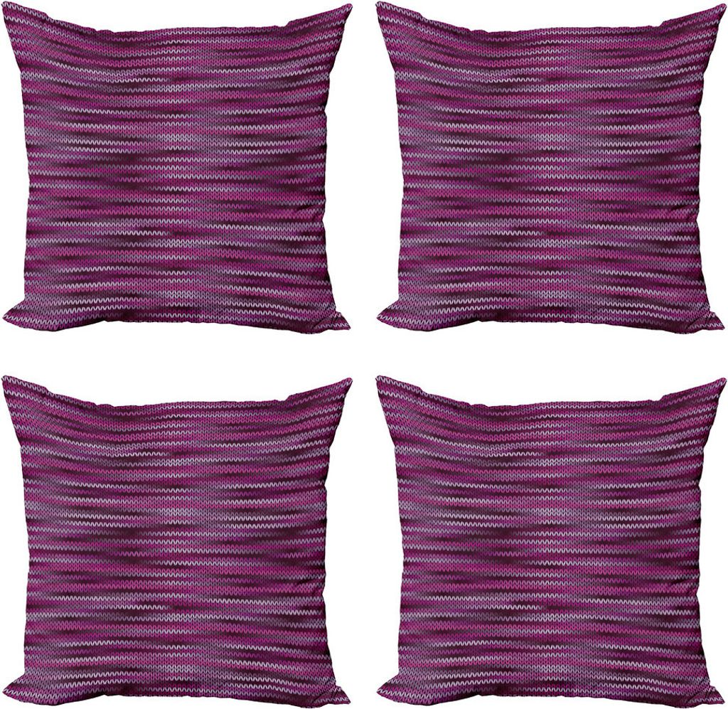 ABAKUHAUS Magenta Kissenbezug Set (4 Stück), Vintage Strickmuster, Moderner Doppelseitiger Digitaldruck, 50 cm x 50 cm, Violet Fuchsia