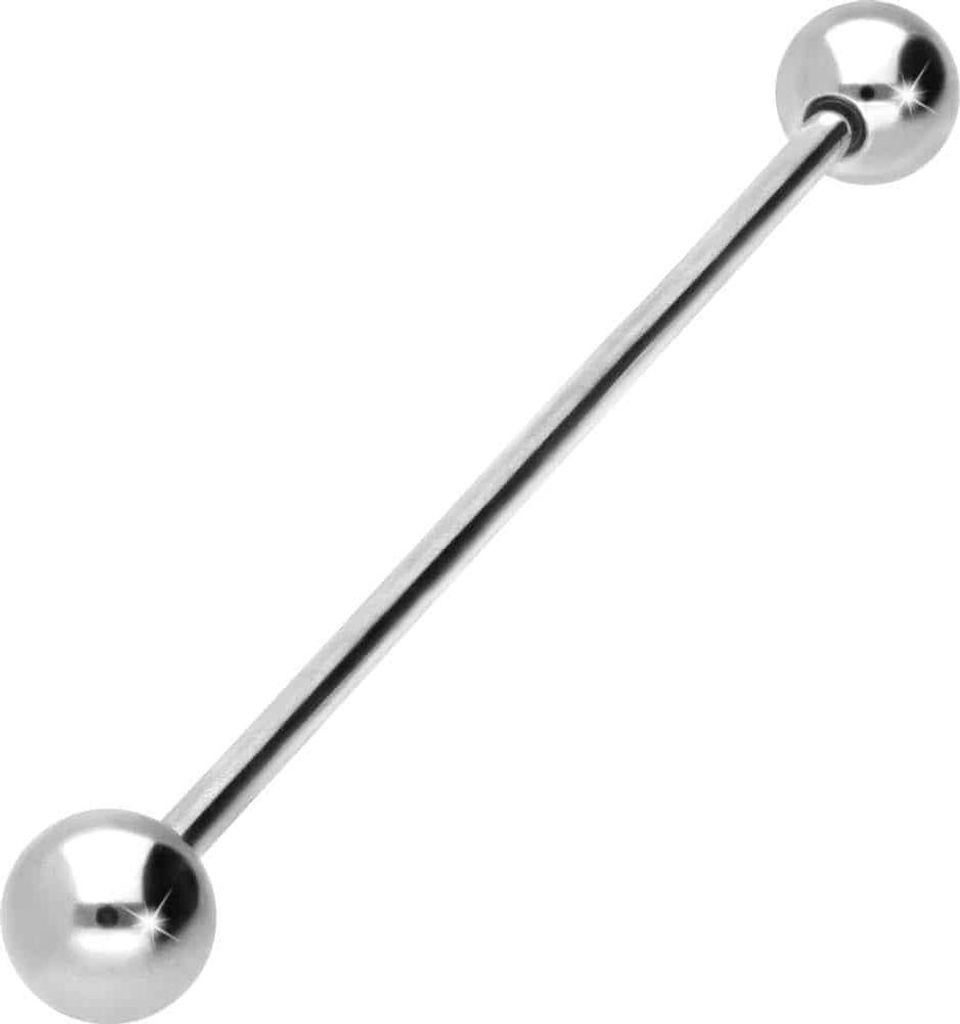 Zungenpiercing, Intim-Piercing Titan Barbell WeißGold Stablänge: 49mm + Stabstärke: 1,6mm + Kugelgröße: 6mm