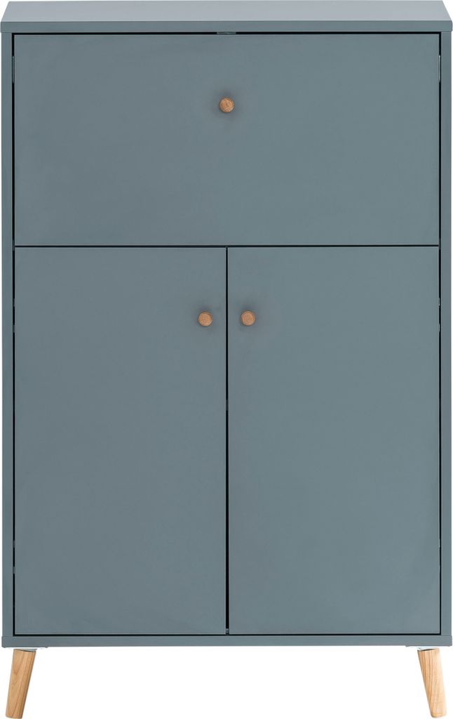 Möbelpartner ausklappbarer Schreibtisch Jaguar | HxBxT 101,7x65,2x39cm | 4 Fächern & 2 Flügeltüren | Blau