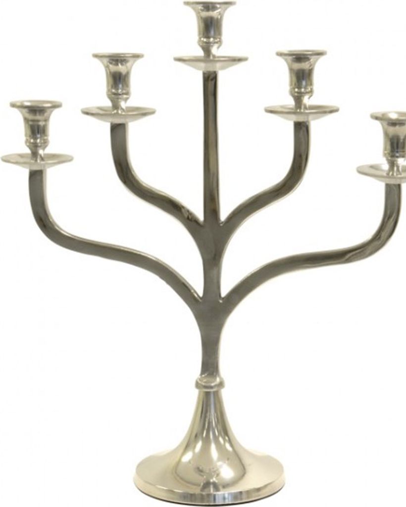 Kerzenständer Acheron Alu 5 Kerzen 42x17x45 cm Aluminium poliert silber Deko
