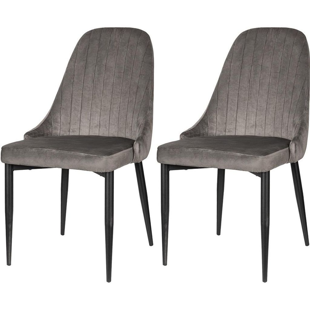 2er-Set Tila Stühle – Samtbezug, Metallgestell, Grau, Modernes Design