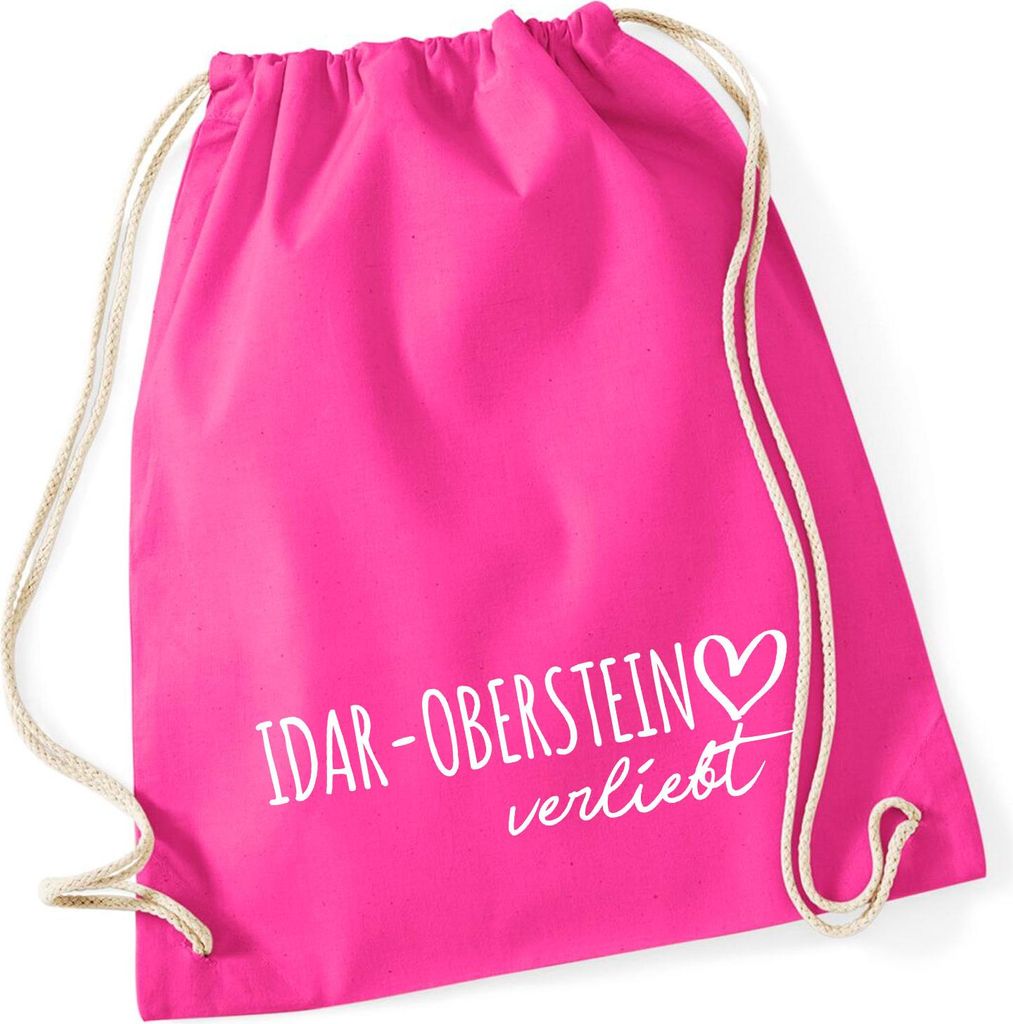 Huuraa Turnbeutel Idar-Oberstein verliebt 12 Liter Fuchsia Baumwolle Rucksack Geschenkidee