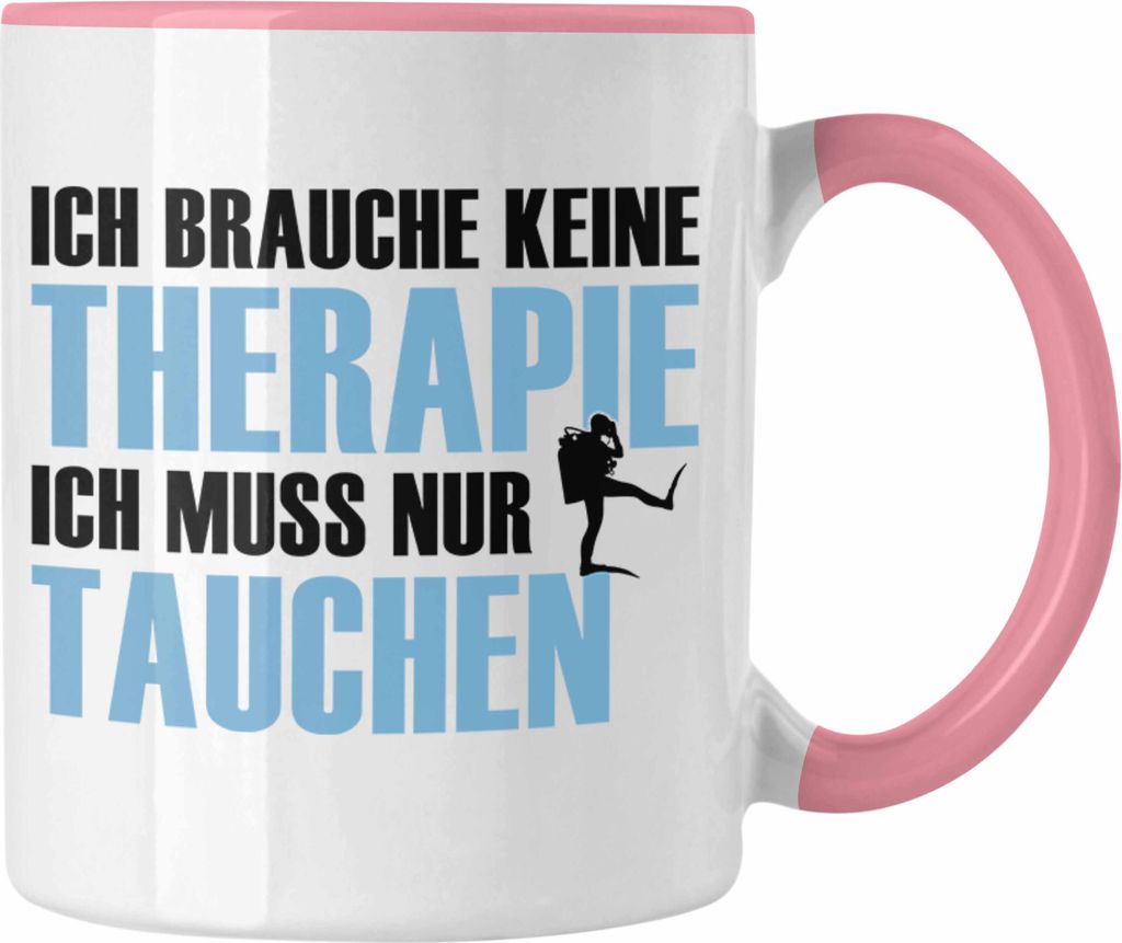 Trendation - Taucher Tasse Geschenk Kaffeetasse Geschenkidee Männer Tauchen Evolution Grafik Tauchlehrer Tauchsportler Becher Profitaucher (Rosa)