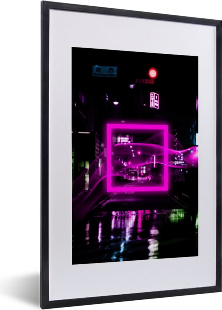 MuchoWow Gerahmtes Poster Spiele - Spiel - Quadratisch - Abstrakt 40x60 cm - Poster mit Schwarzem Bilderrahmen Wandposter Rahmen Foto Bilder - Po...