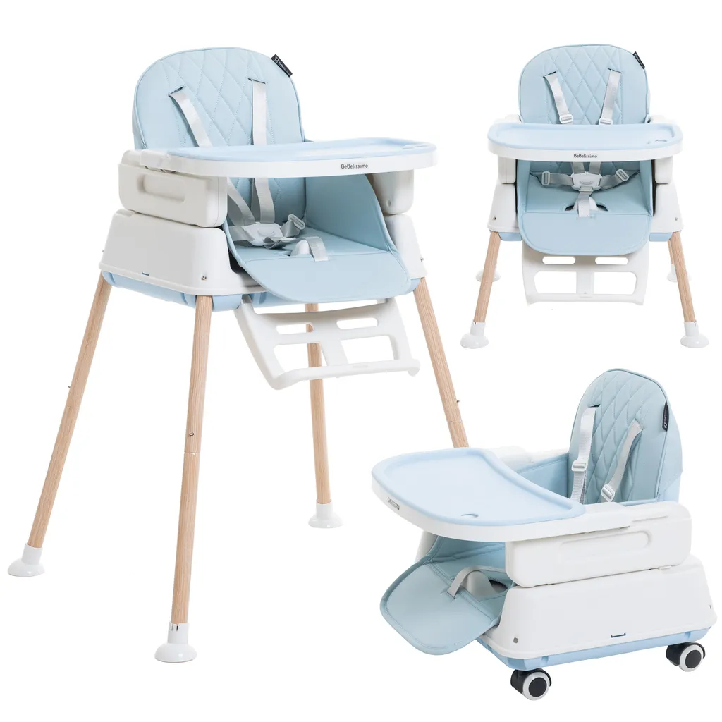 Chaise Haute Enfant Facile à Nettoyer, Housse PU et Plateau Amovible