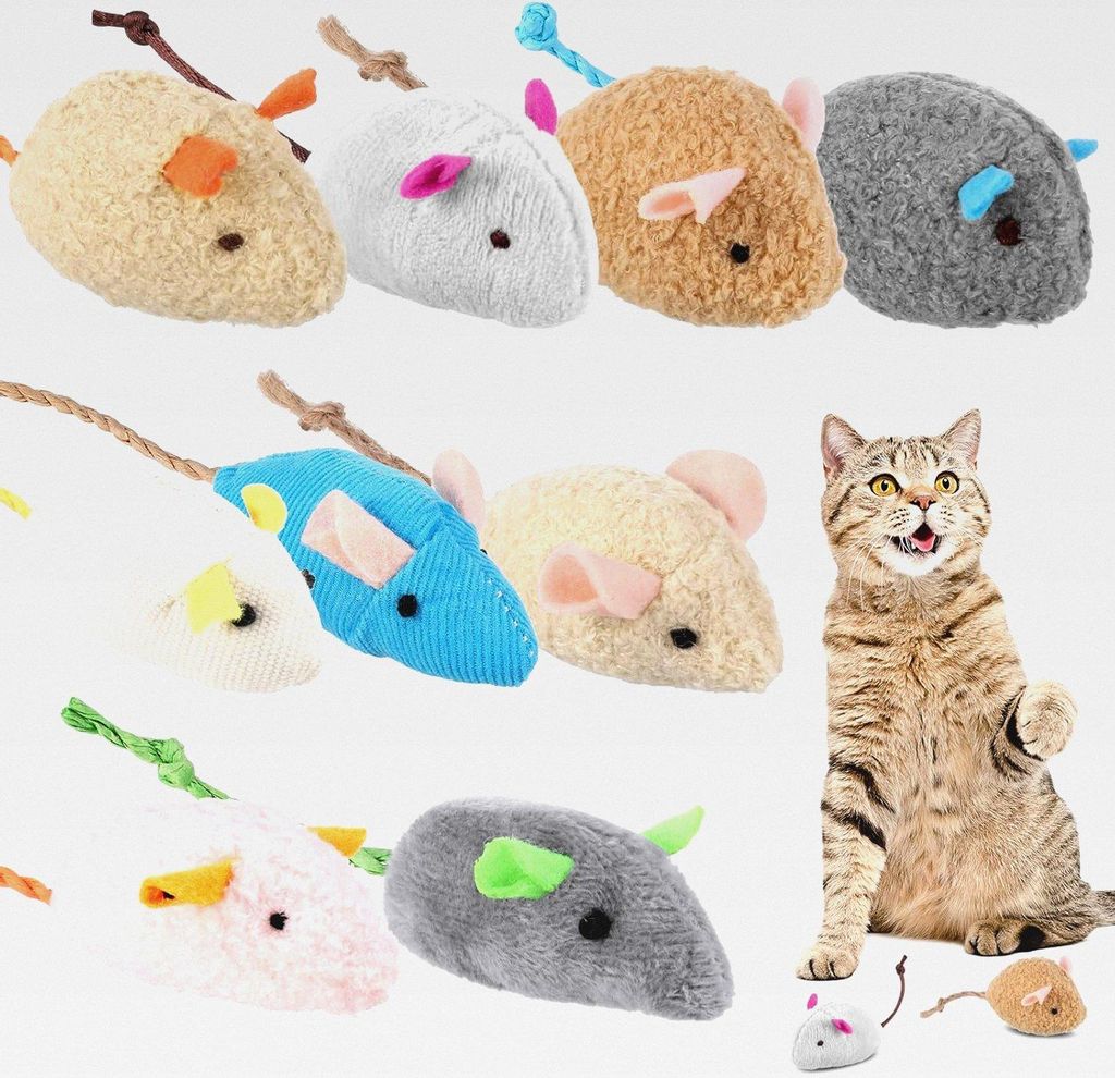9 Stück Katzenminzen Spielzeug, Plüsch Maus Kitten Spielzeug Katzenspielzeug mit Katzenminze Mäuse Catnip Toy katzenspielzeug fur Katze und Kitten