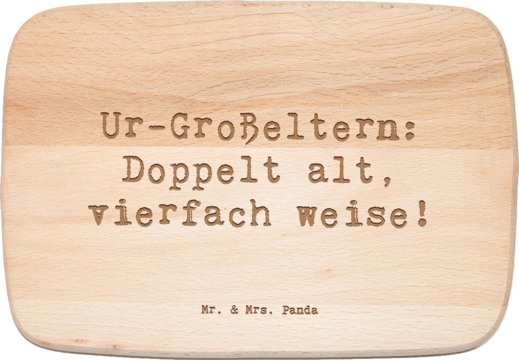 Mr. & Mrs. Panda Schneidebrett Holz Spruch Ur-Großeltern Weisheit - Transparent - Geschenk, handgemacht, Großeltern, Ahnen, Jubiläen, schneidbre...
