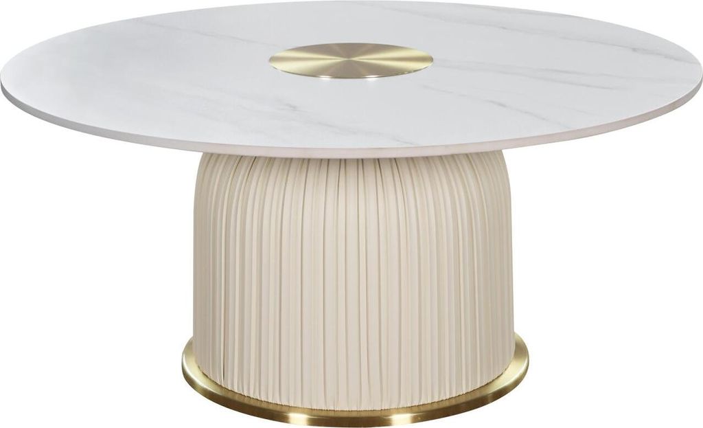 FURNLUX Couchtisch Modig Marmor Weiss Und Creme Weiss Und Gold 80cm / Hauptfarbe: Weiß / Abmessungen: 80 x 37 x 80 cm