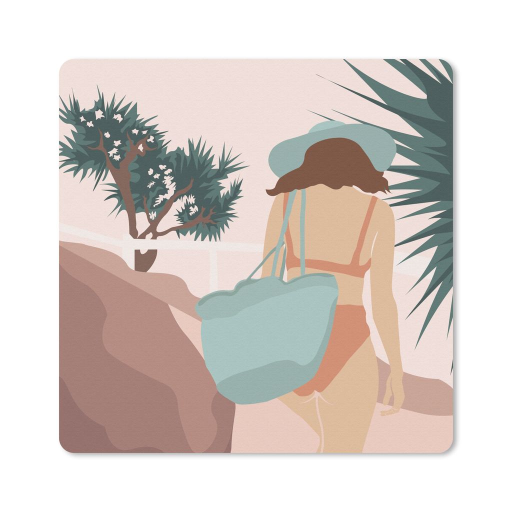 MuchoWow Mauspad Mousepad Sommer - Frauen - Kleidung 20x20 cm - Mousepads - Maus Mat - Pad - Mausunterlage - Desk Mat - Bureauartikeln