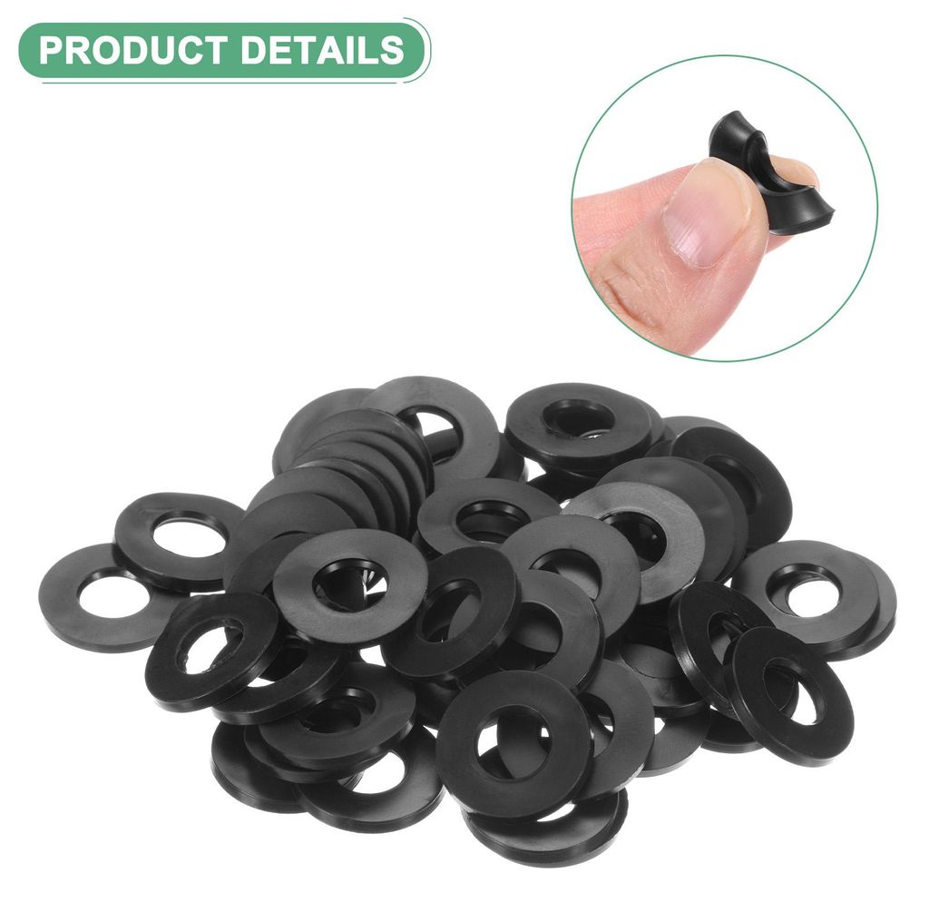 60er-Pack M10 Schwarze Gummischeibe Sortiment Kit, 10mm ID 20mm OD 2mm Dicke Gummischeibe, Duschschlauchdichtungen fš¹r Schrauben/Haushaltsarmatu...