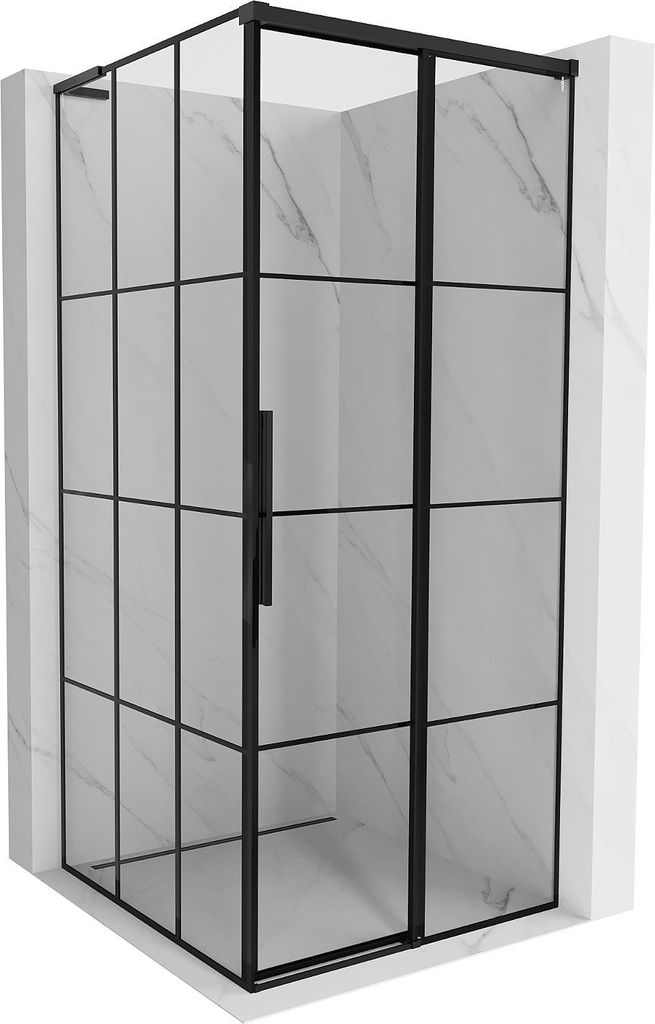 Mexen Rox L Duschkabine Schiebetür rechts 95 x 95 cm, schwarzes Gitter, schwarz - 8C2L-095-095-70-77-P