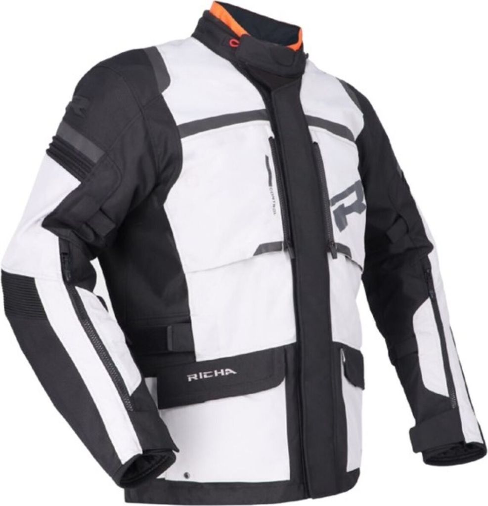 Richa Brutus Gore-Tex wasserdichte Motorrad Textiljacke, hellgrau/schwarz, L