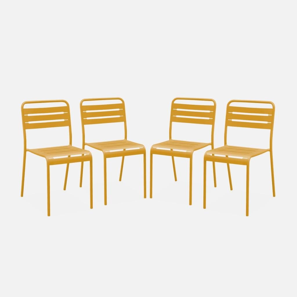 sweeek - 4er-Set Gartenstühle aus Stahl  - Ocker Produktbild 