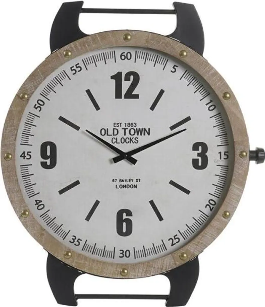 Horloge de mur blanche en fer et bois technique DKD Home Decor 40cm