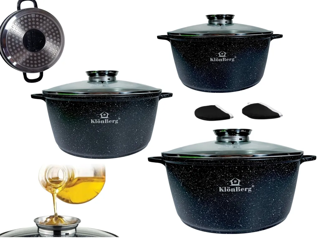 Set Pentole Design Marmo Nero 6 Pezzi Induzione - Eleganza in Cucina