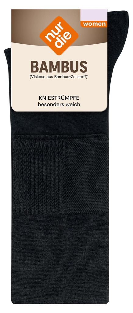 NUR DIE Damen Kniestrümpfe Bambus schwarz - Größe 35-38 Produktbild 