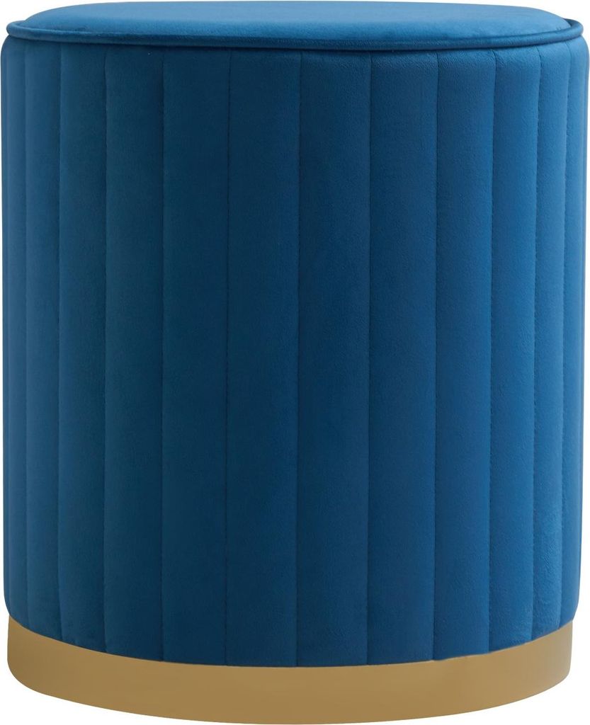 Gepolsterter Samt-Pouf mit chromfarbener Basis – elegantes, modernes und kompaktes Design für Schlafzimmer, Wohnzimmer und Wohnbereich – RUBY ...