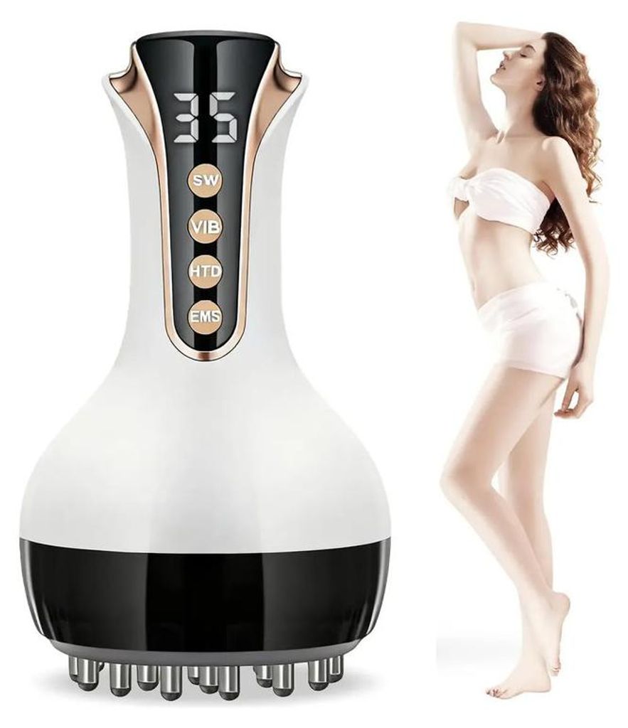 Lymphdrainage Massagegerät mit Wärme, Körpermassagegerät, Mikrostrom & Vibration, Anti-Cellulite Massager Körperformung für Bauch Beine Arme