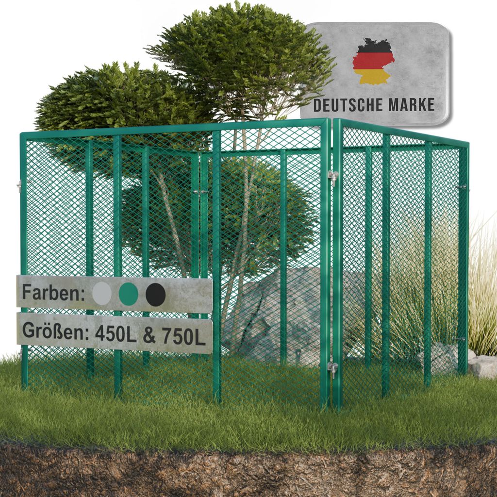 Heimfleiss Komposter Metall 750L Grün – Biokomposter, verzinkt & pulverbeschichtet