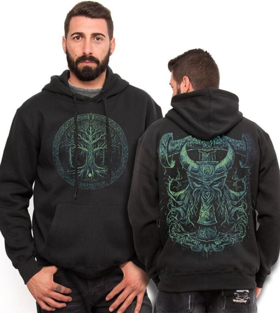 Outer Vision Kapuzenpullover Herren Viking Thor Man's Hoodie Vicero schwarz XXL