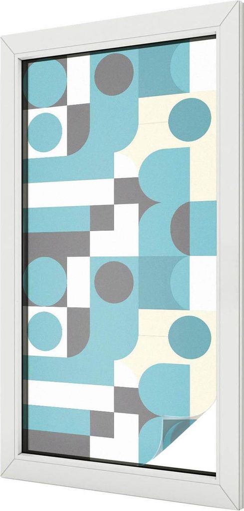 Buntglas Fensterfolie – 100x50 cm – Stained-Glass Design – blickdichte dekorative Sichtschutzfolie – selbstklebend, UV-Schutz – Geometris...