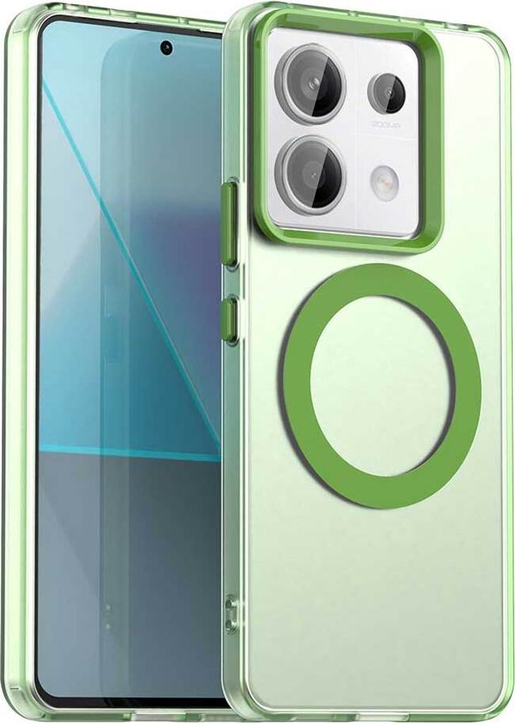 Magnetisch Hülle für Xiaomi Redmi Note 13 Pro 5G /Poco X6 5G, Schlank Durchscheinend Matt Stoßfest Handyhülle Grün