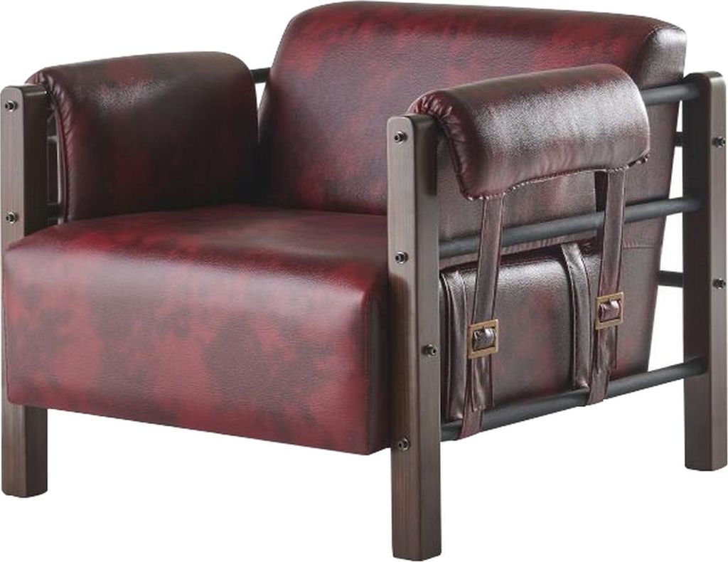 Ledersessel Sessel Bordeaux Lehnsessel Leder Holz Modern 1-Sitzer